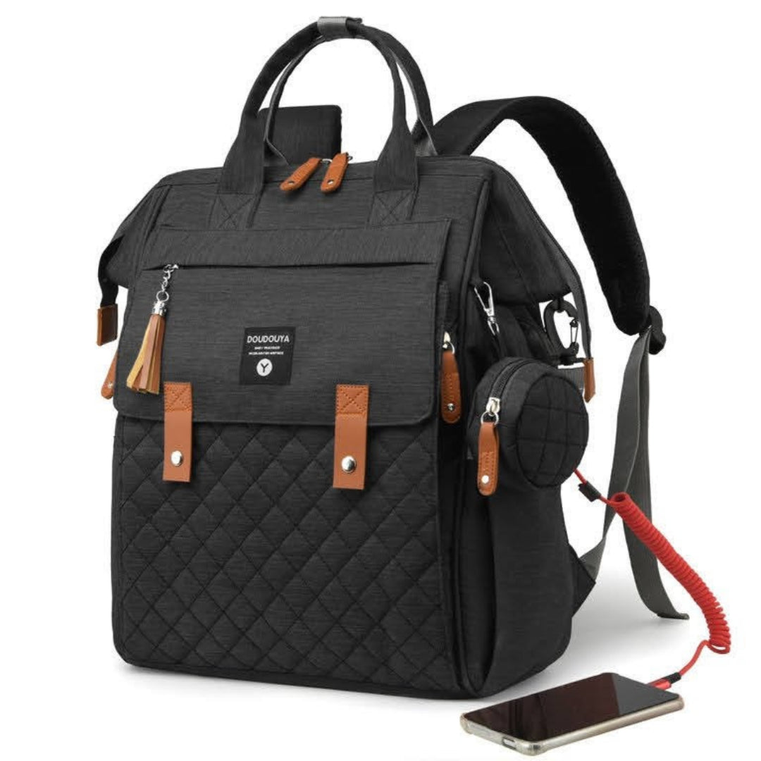 Multi-Function Baby Bag, Portable Cot & Changing Mat - Black