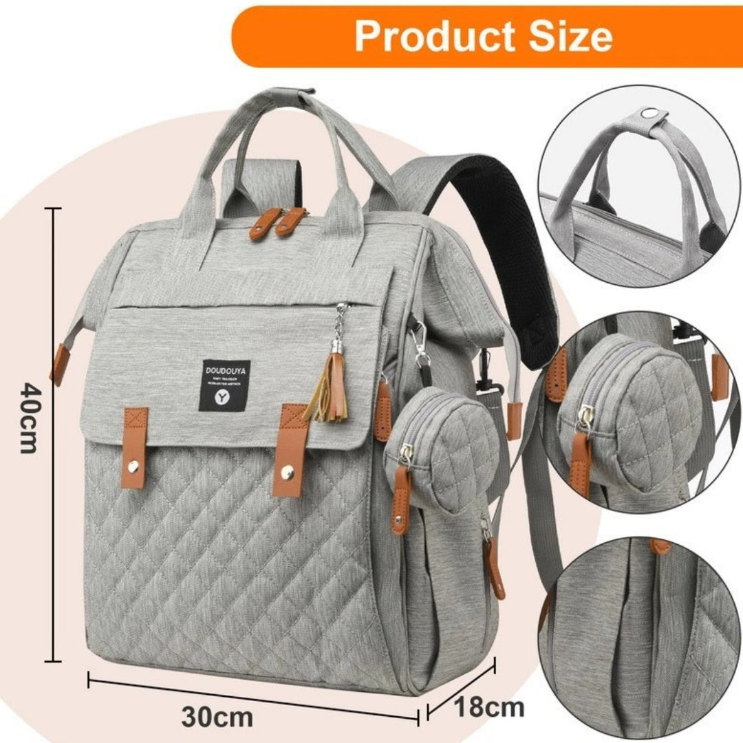 Multi-Function Baby Bag, Portable Cot & Changing Mat - Light Grey