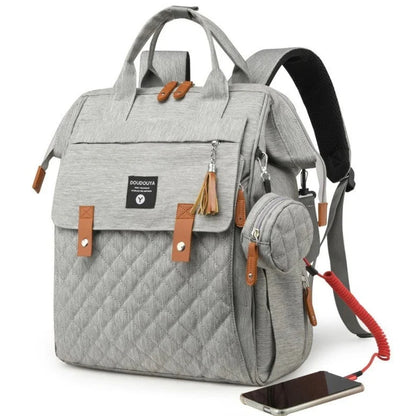 Multi-Function Baby Bag, Portable Cot & Changing Mat - Light Grey