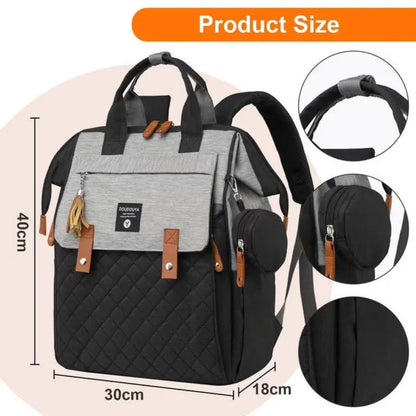 Multi-Function Baby Bag, Portable Cot & Changing Mat - Black-Grey
