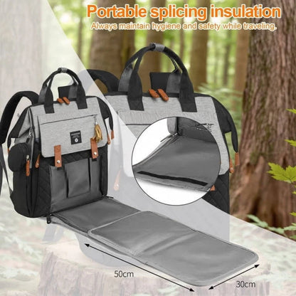 Multi-Function Baby Bag, Portable Cot & Changing Mat - Black-Grey