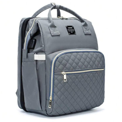 Baby Bag & Convertible (Portable Cot, & Changing Mat) - Ash Grey