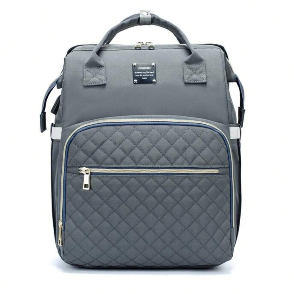 Baby Bag & Convertible (Portable Cot, & Changing Mat) - Ash Grey