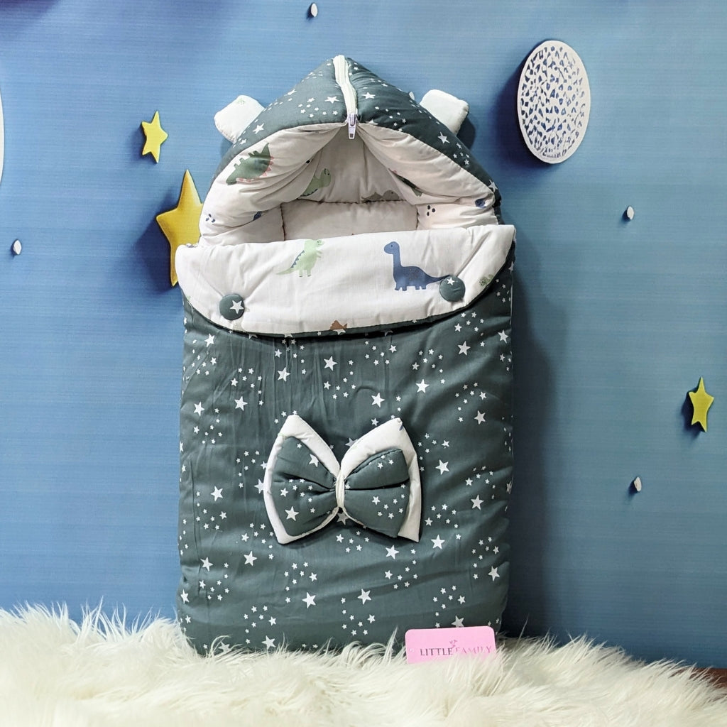 Starry Dreams Baby Bedding Set - 8 Pieces (Greenish Grey)