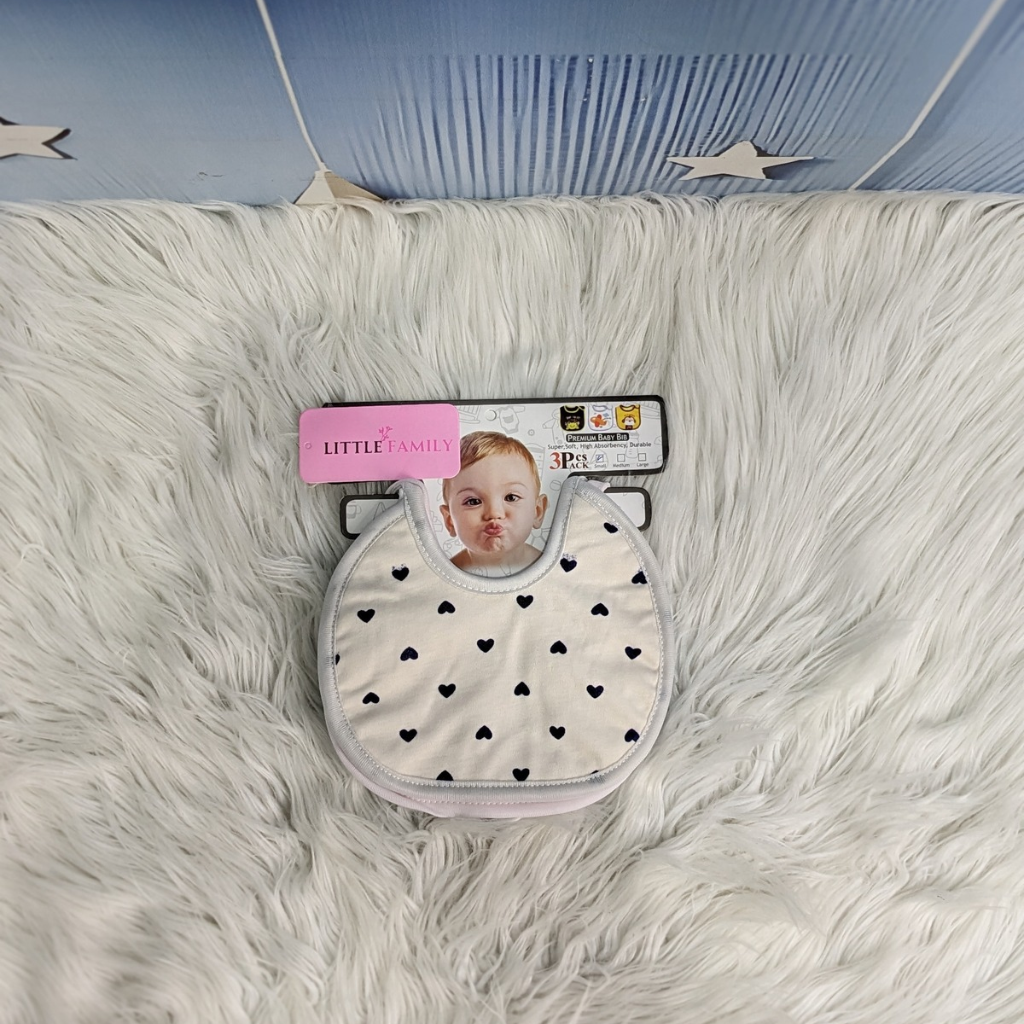 Pack of 3 Baby Bibs Set - Heart