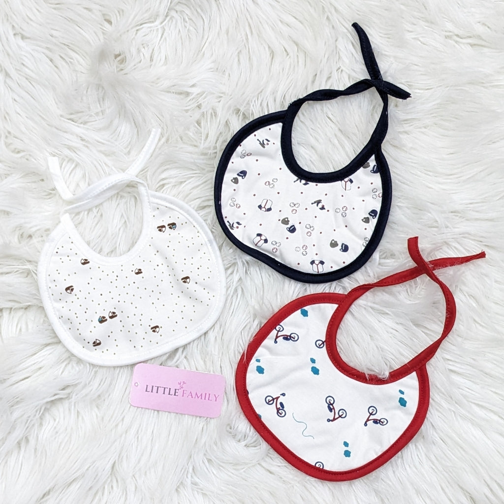 Pack of 3 Baby Bibs Set - Arctic Bubbles Prints | Navy Blue