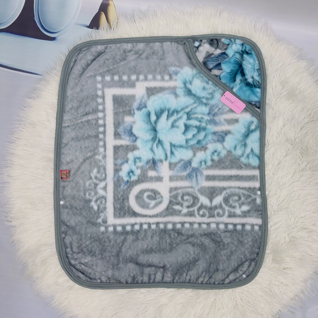 Premium Hooded Baby Blanket & Swaddle Wrap – Blue Grey