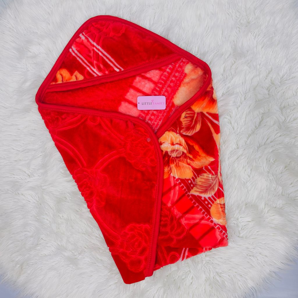 Premium Hooded Baby Blanket & Swaddle Wrap – Ruby Red