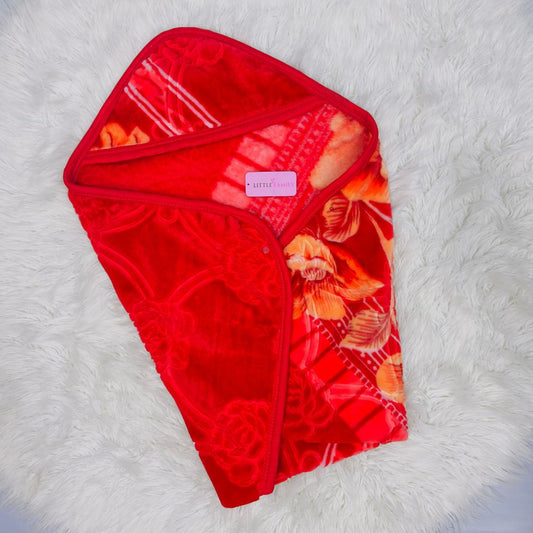 Premium Hooded Baby Blanket & Swaddle Wrap – Ruby Red