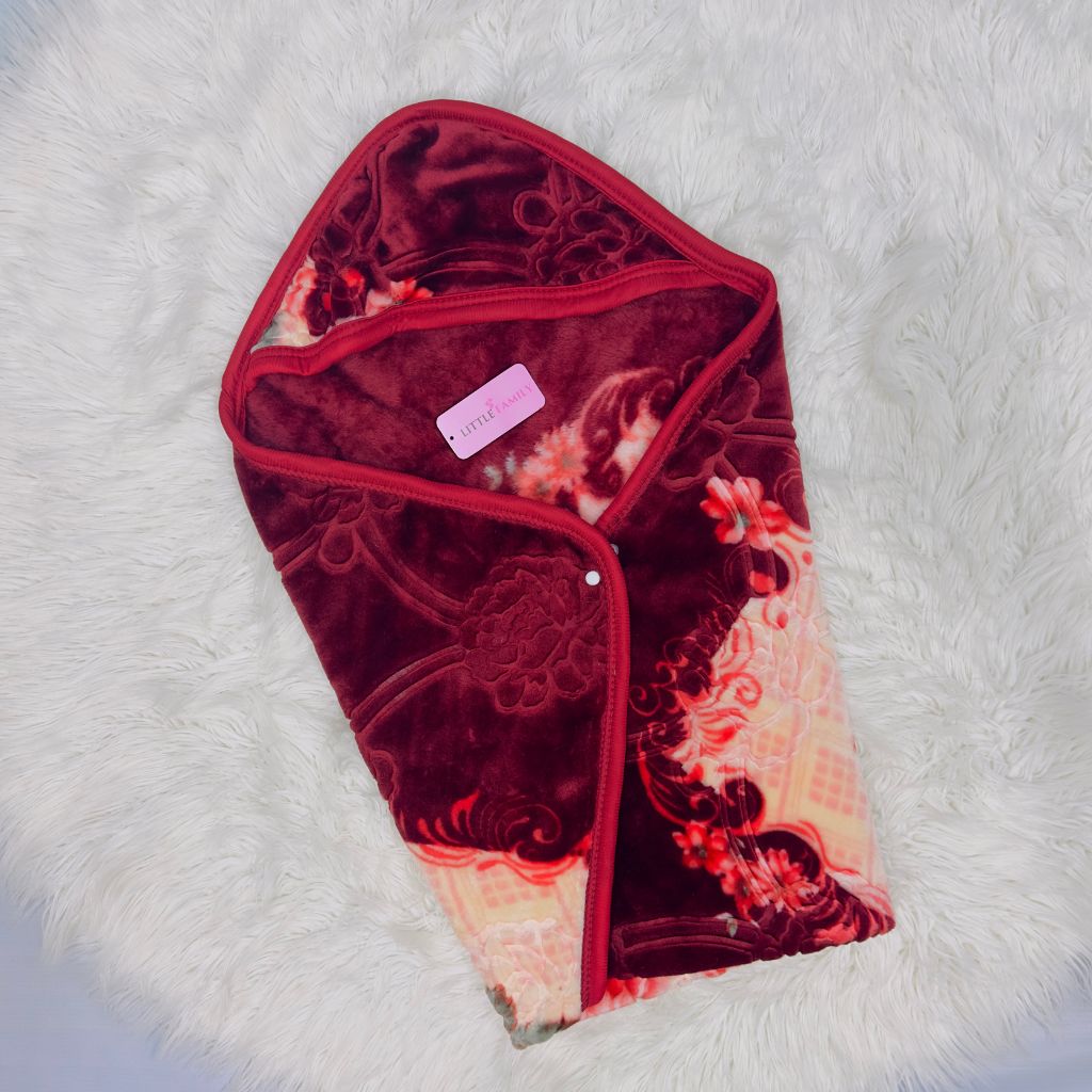 Premium Hooded Baby Blanket & Swaddle Wrap – Maroon