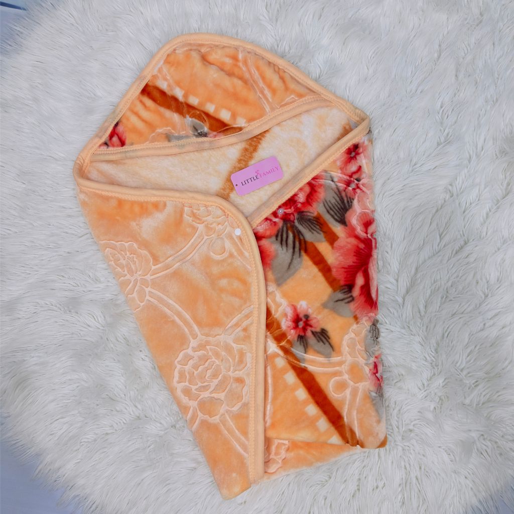 Premium Hooded Baby Blanket & Swaddle Wrap – Orange