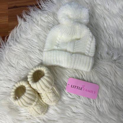 Winter Baby Cap & Booties Set