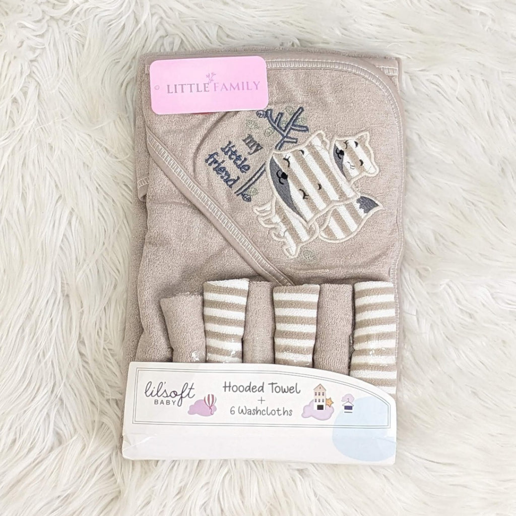 Premium Lilsoft Terry Baby Hooded Towel Set – "Little Kitty"