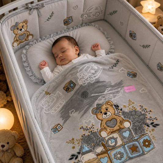 Premium Baby Blanket | "Teddy Bear" Edition – Grey