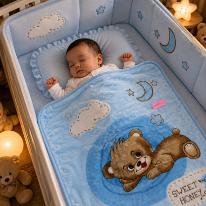 Premium Baby Blanket | "Honey Bear" Edition –  Celestial Blue