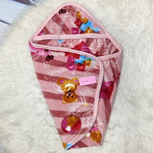 Premium Hooded Baby Blanket & Swaddle Wrap – Dusty Pink