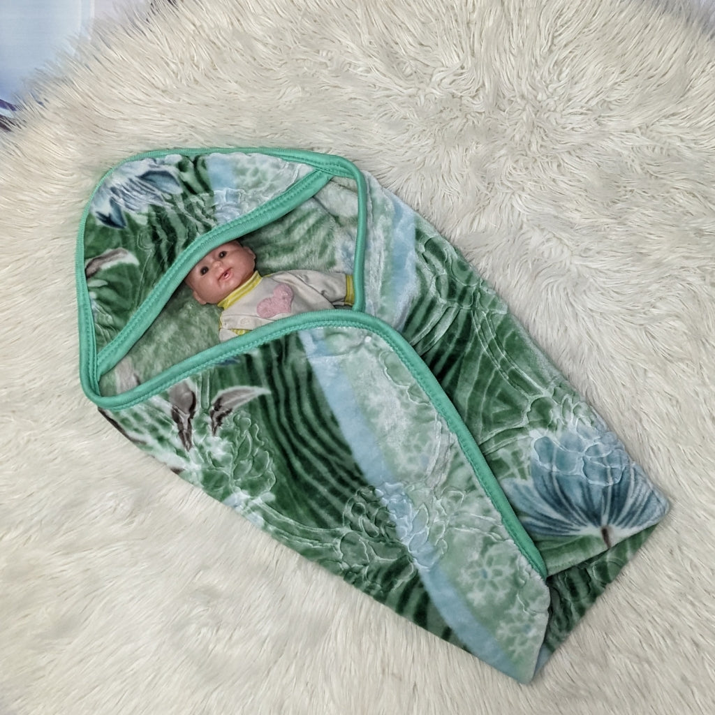 Premium Hooded Baby Blanket & Swaddle Wrap –Mint Green