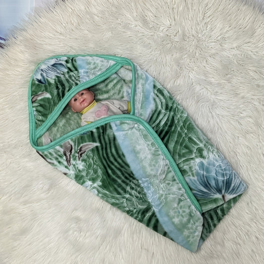 Premium Hooded Baby Blanket & Swaddle Wrap –Mint Green