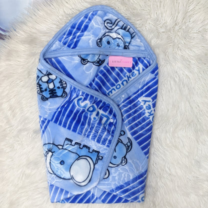 Premium Hooded Baby Blanket & Swaddle Wrap – Sky Blue