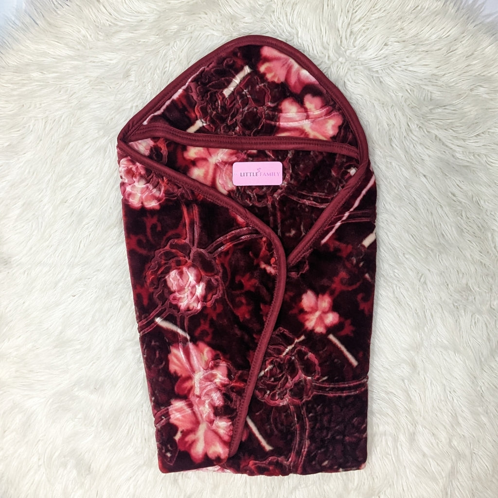 Premium Hooded Baby Blanket & Swaddle Wrap – Maroon