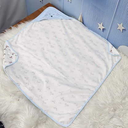 Premium Baby Hooded Wrapping Sheet | Blue Cycle - Cloud