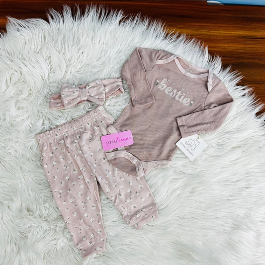 Premium Baby Full-Sleeve Bodysuit 3-Piece Set - Bestie