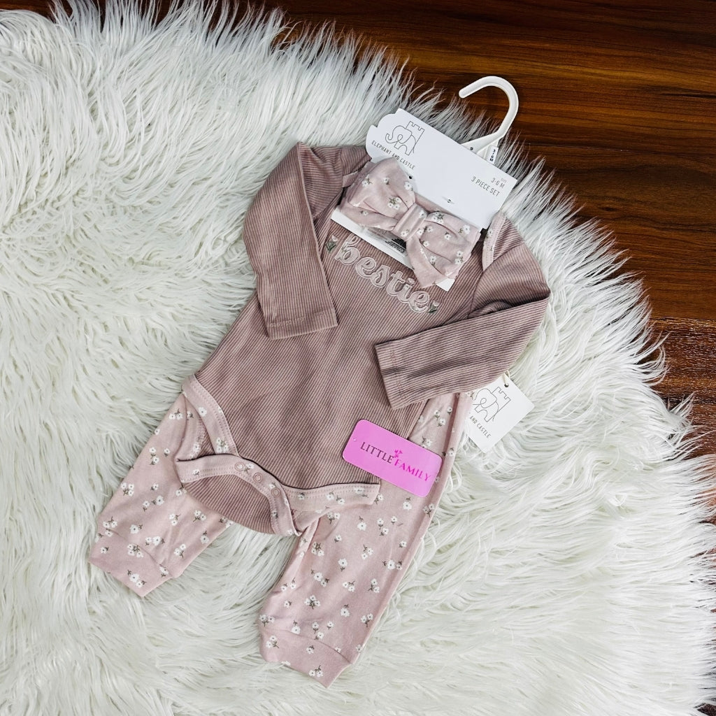 Premium Baby Full-Sleeve Bodysuit 3-Piece Set - Bestie