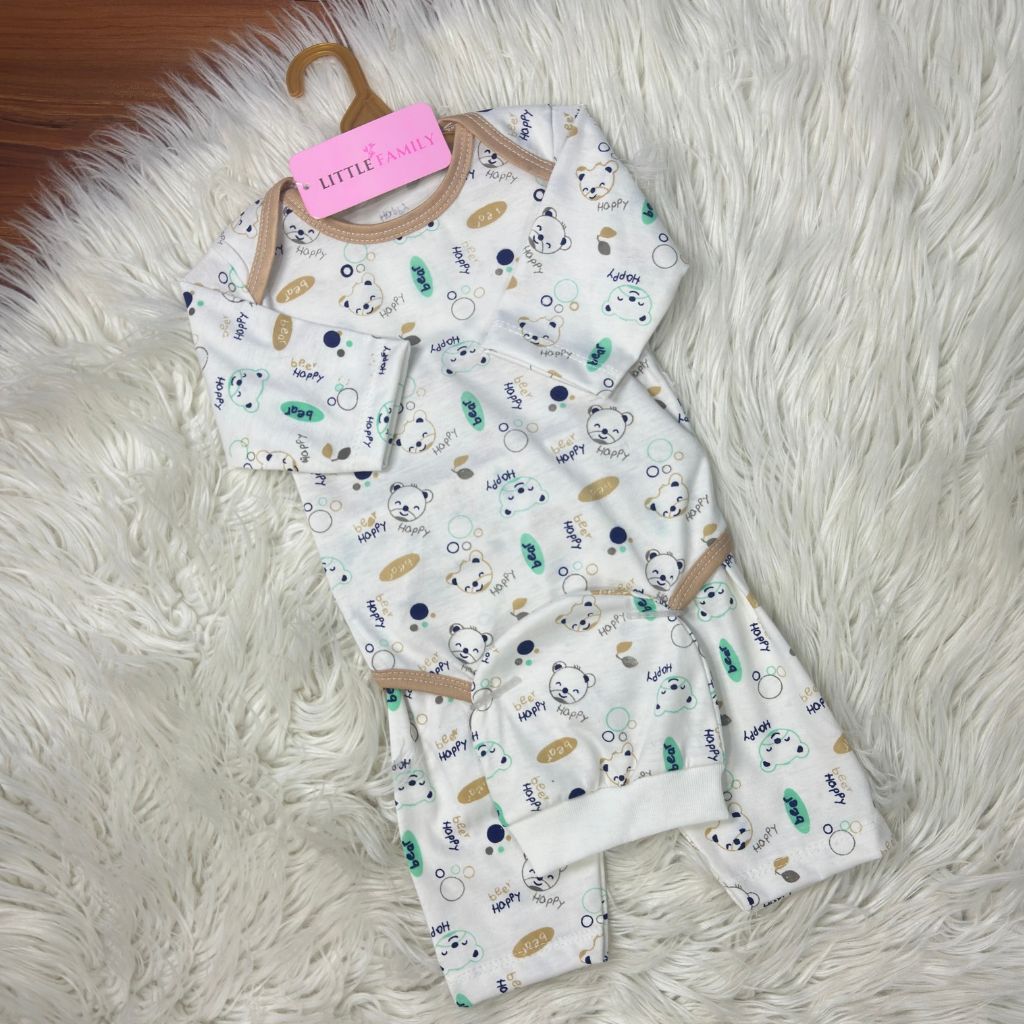 Premium 3-Piece Baby Bodysuit Set | "Happy Beer" Theme - Peanut