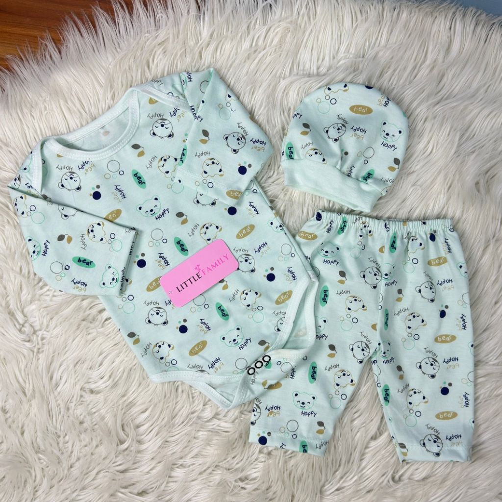 Premium 3-Piece Baby Bodysuit Set | "Happy Beer" Theme - Green