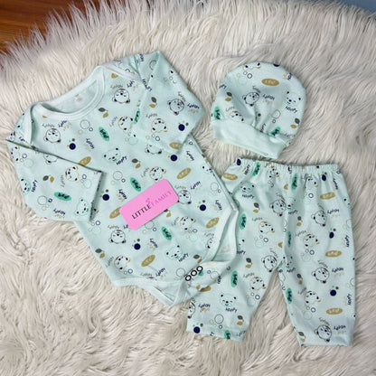 Premium 3-Piece Baby Bodysuit Set | "Happy Beer" Theme - Green