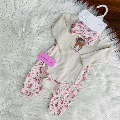 Premium Baby Full-Sleeve Bodysuit 3-Piece Set - Floral