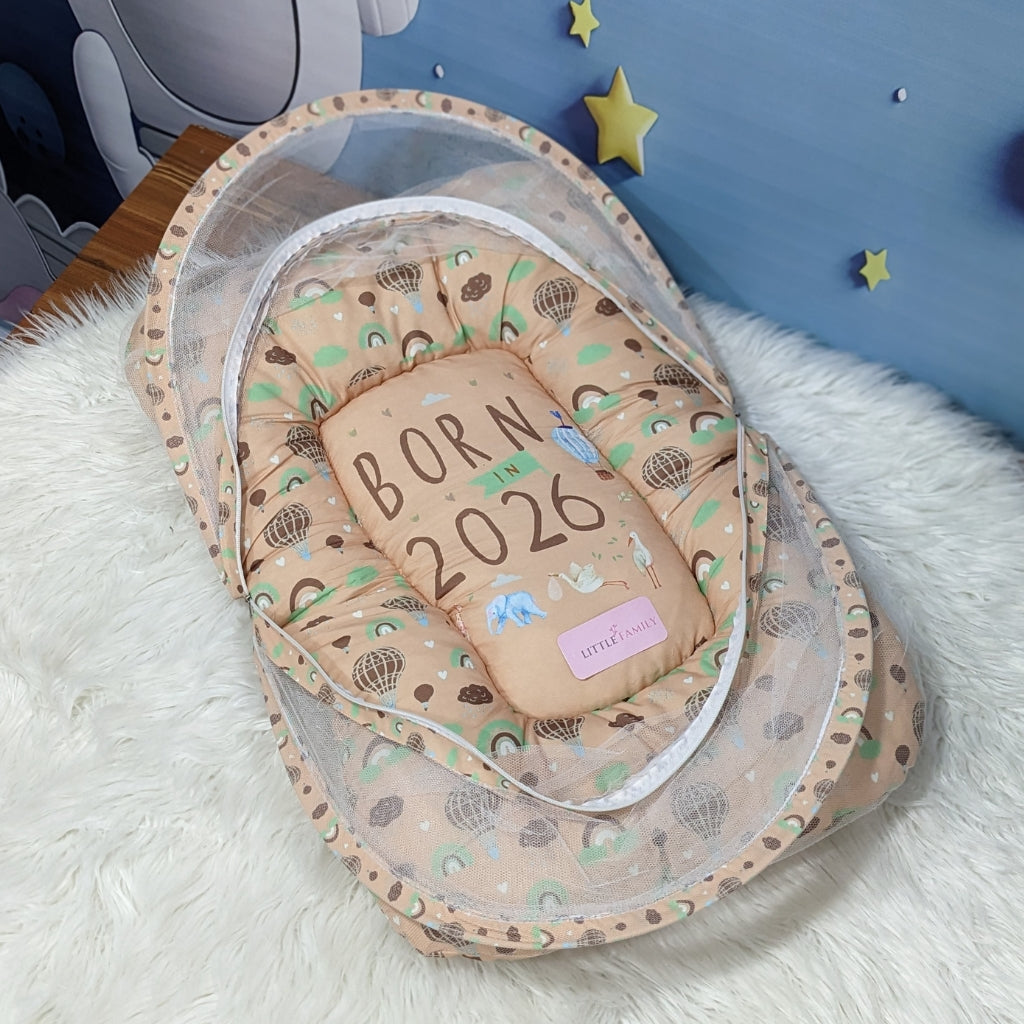 "Born In 2026" Baby 8 PC'S Bedding Set - (Brown) | Large