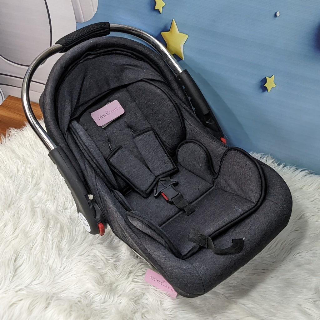 Premium Baby Carry Cot Metal Handle & Double Cushion – Grey