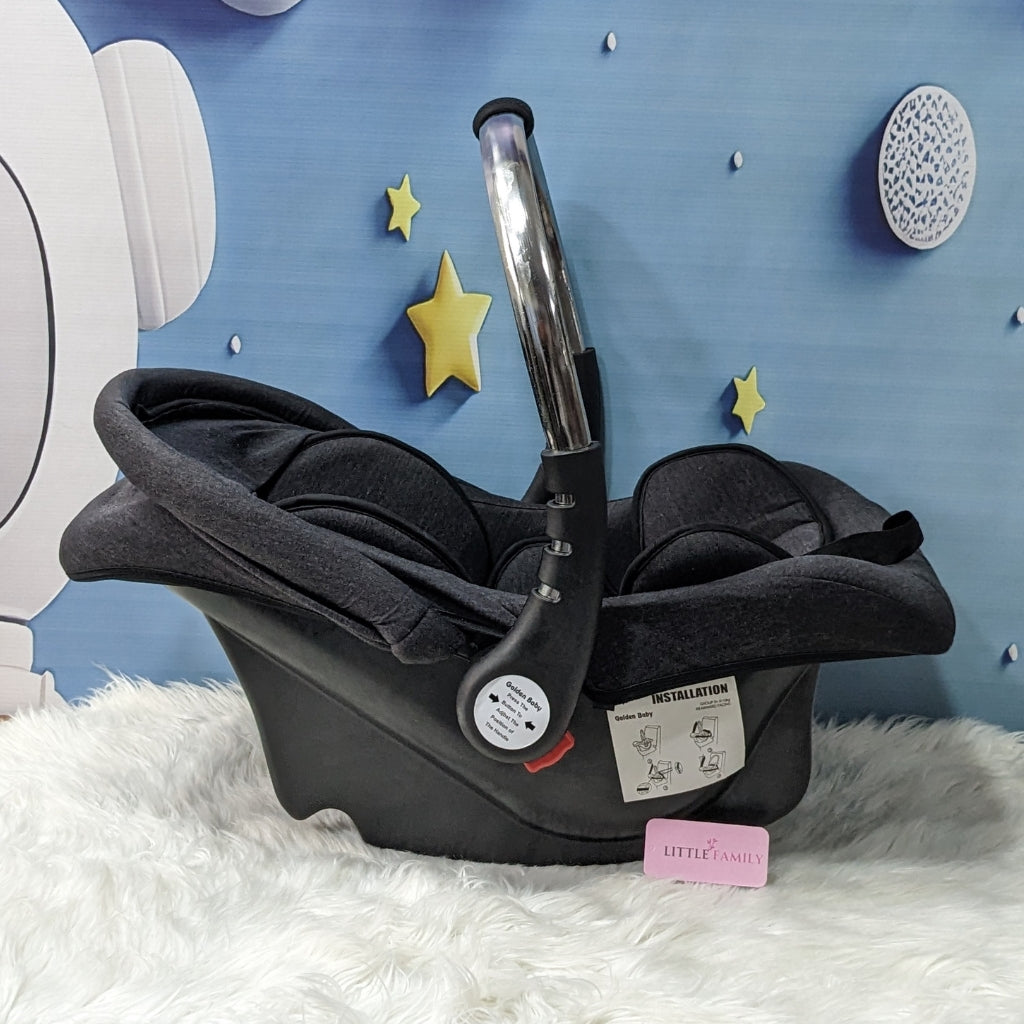 Premium Baby Carry Cot Metal Handle & Double Cushion – Grey