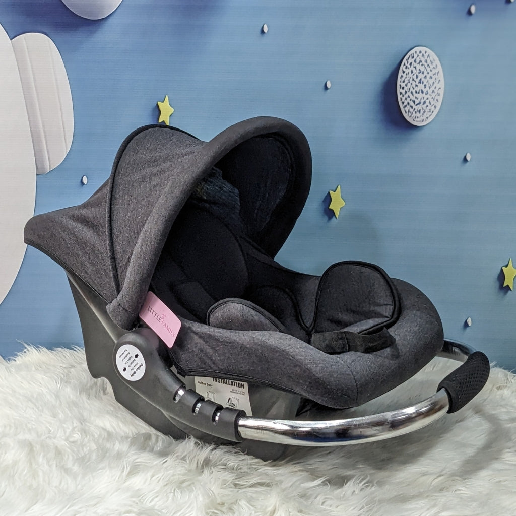 Premium Baby Carry Cot Metal Handle & Double Cushion – Grey