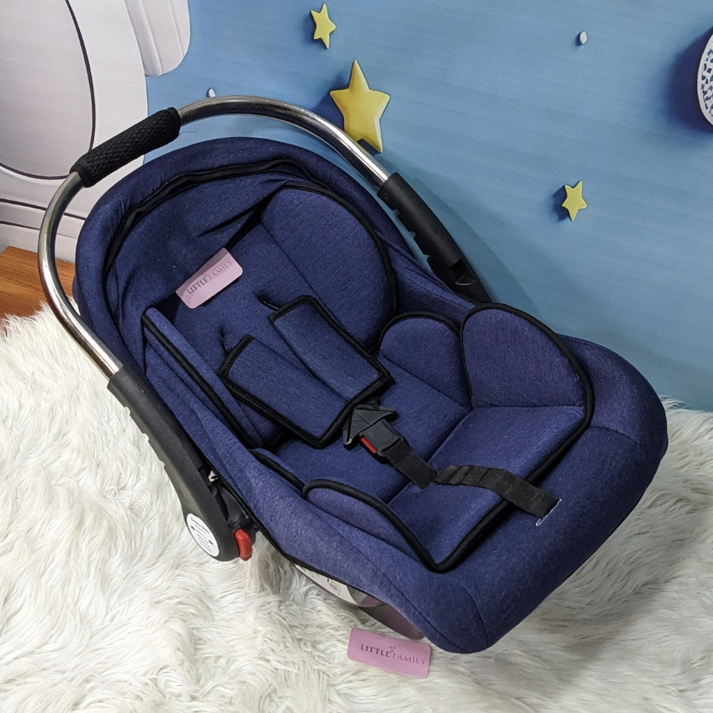 Premium Baby Carry Cot Metal Handle & Double Cushion – Navy Blue