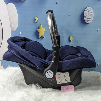 Premium Baby Carry Cot Metal Handle & Double Cushion – Navy Blue