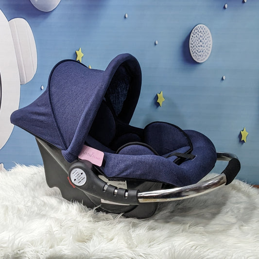 Premium Baby Carry Cot Metal Handle & Double Cushion – Navy Blue