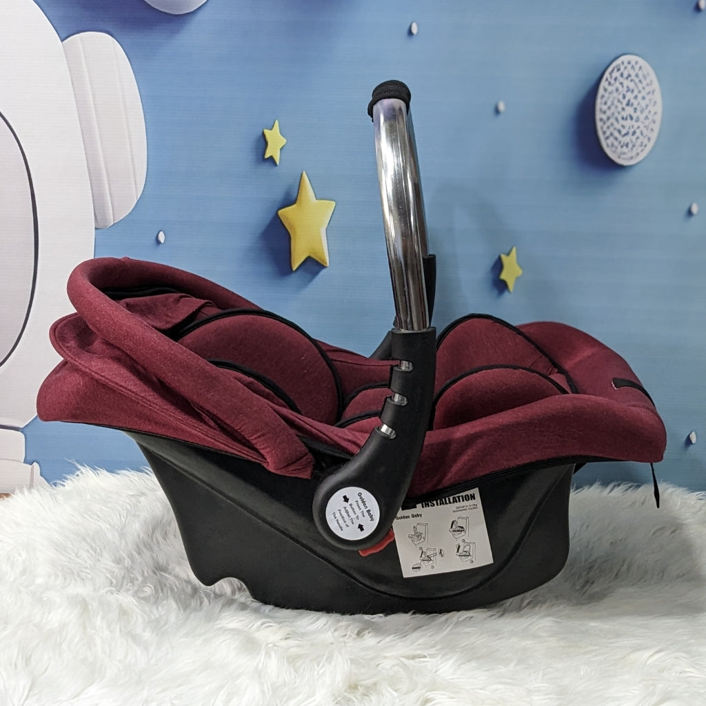 Premium Baby Carry Cot Metal Handle & Double Cushion – Red