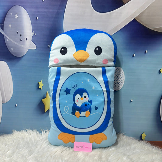 Premium Penguine Velvet Baby Carry Nest – Blue