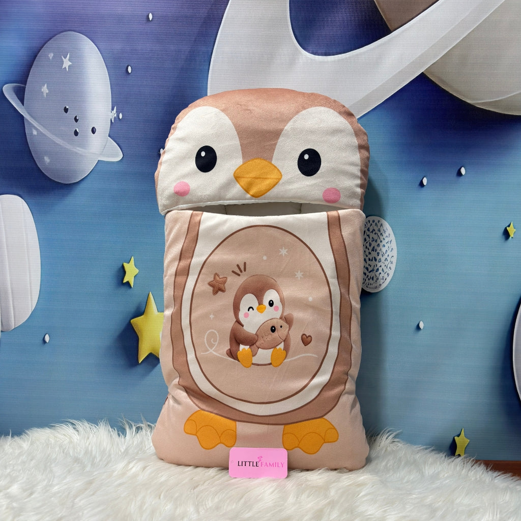 Premium Penguine Velvet Baby Carry Nest – Brown