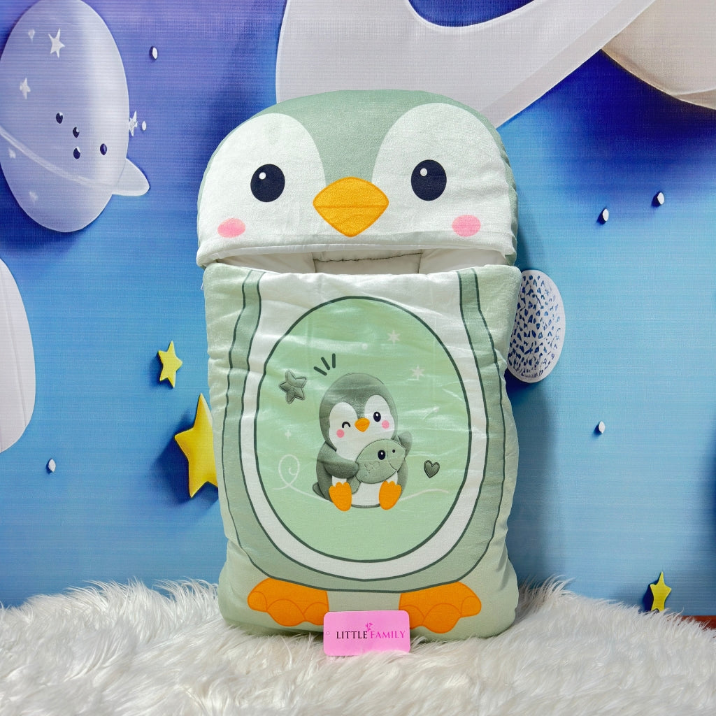 Premium Penguine Velvet Baby Carry Nest – Green