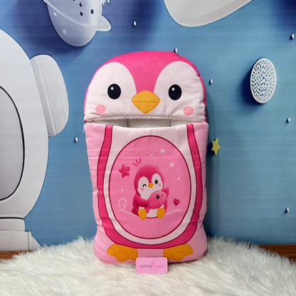 Premium Penguine Velvet Baby Carry Nest – Pink