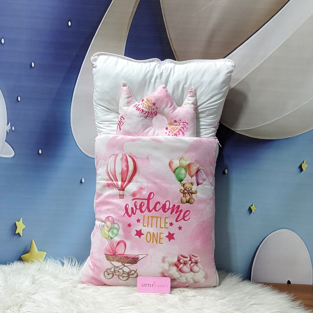 Velvet Newborn Carry Nest | “Welcome Little One” Edition – Pink