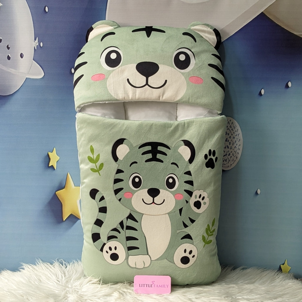 Premium Tiger Velvet Baby Carry Nest – Green