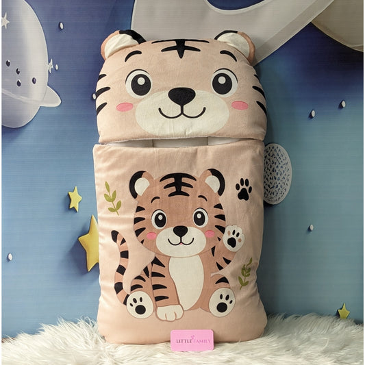 Premium Tiger Velvet Baby Carry Nest – Soft Peach