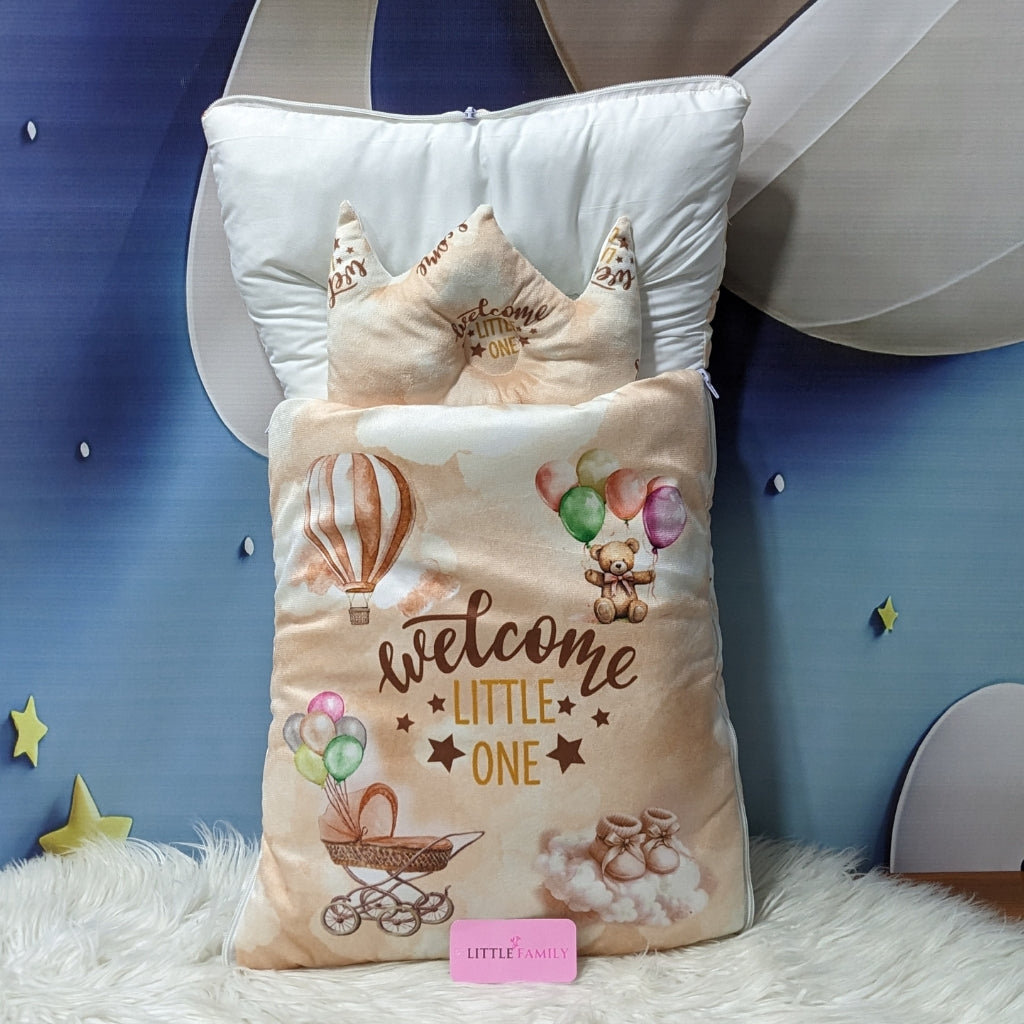 Velvet Newborn Carry Nest | “Welcome Little One” Edition – Brown