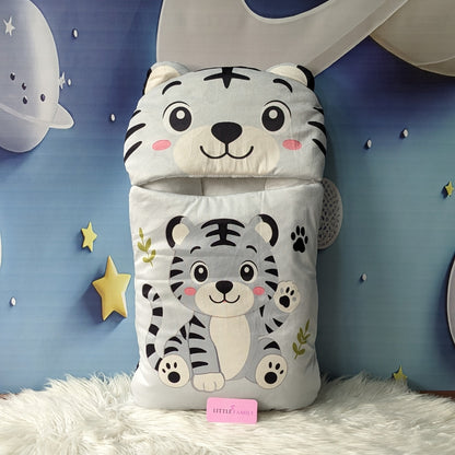 Premium Tiger Velvet Baby Carry Nest – Grey