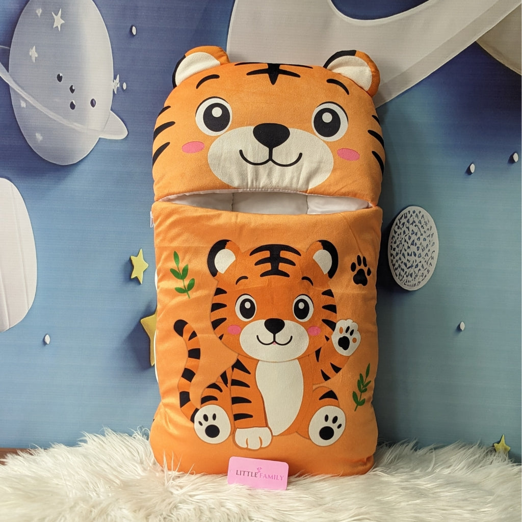 Premium Tiger Velvet Baby Carry Nest – Orange