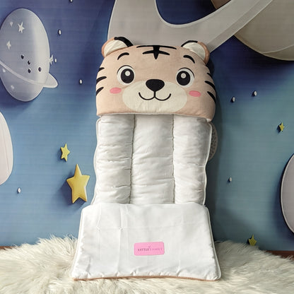 Premium Tiger Velvet Baby Carry Nest – Soft Peach